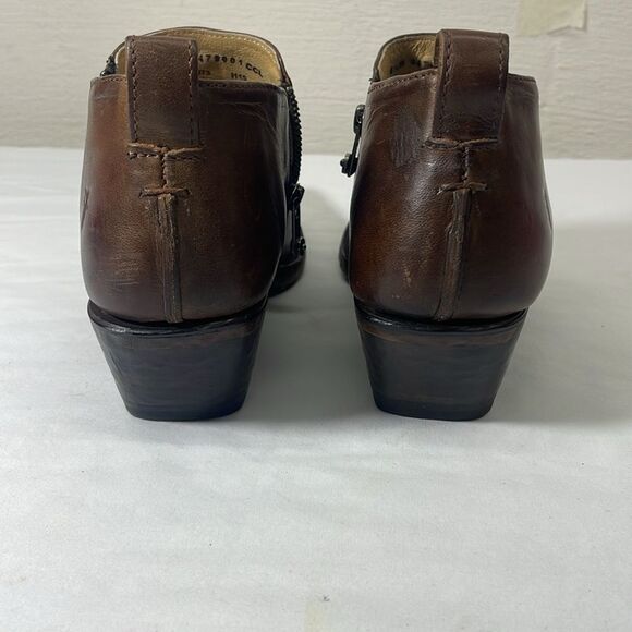 Frye Sacha Moto Brown Leather Boots Polished Finish Classic Design Size 8.5 - Picture 10 of 12